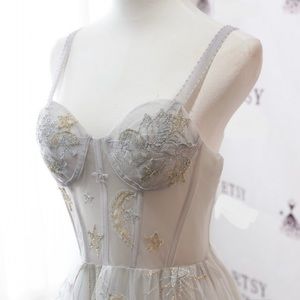 Dove Gray Starry Sky prom/wedding/evening Dress